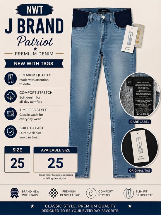 J Brand Denim - NWT J Brand Patriot Skinny Jeans Light Wash Blue Women's Size 25